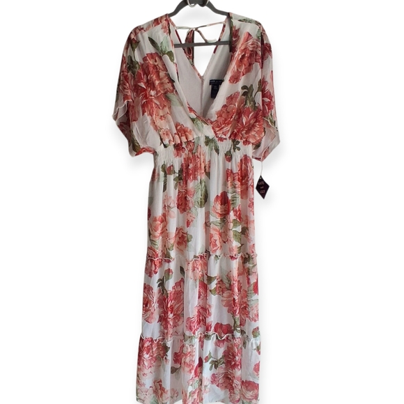 Tiered Floral Maxi Dress V Neck Smocked Waist Kate And Lily 16w Plus Size NWT - Picture 1 of 10